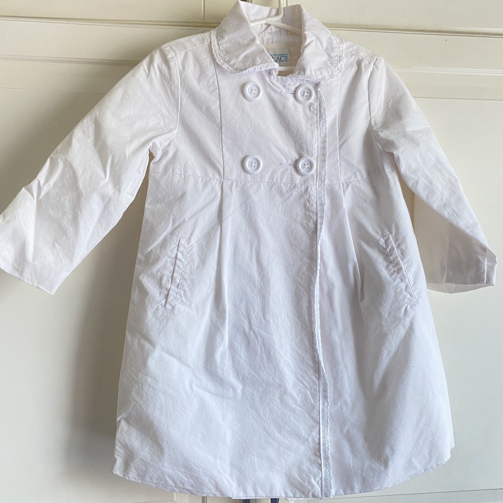 TCP The Childrens Place Dress Coat White Trench Coat Girls Size 4T